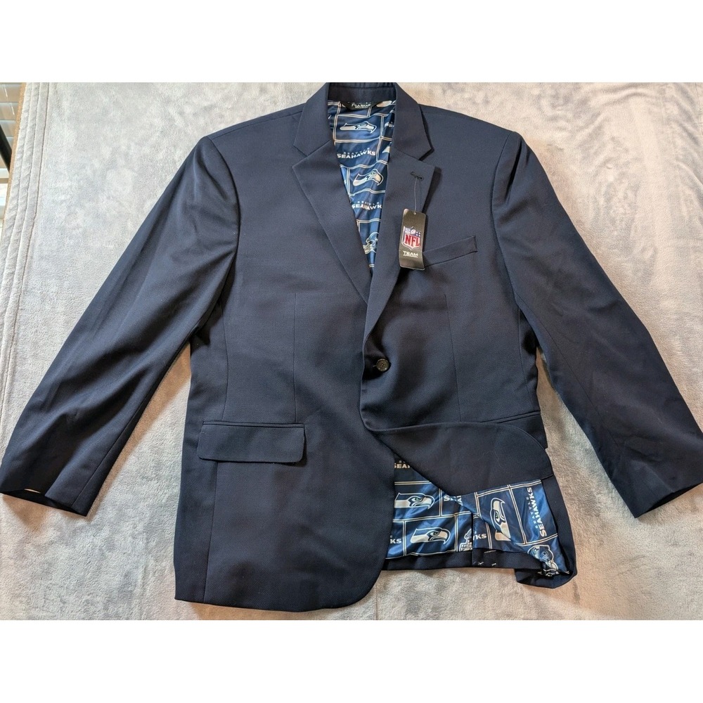 Jos. A. Bank Blazer Jacket Sport Coat NFL Seatle Seahawks Navy Blue Men's 46R